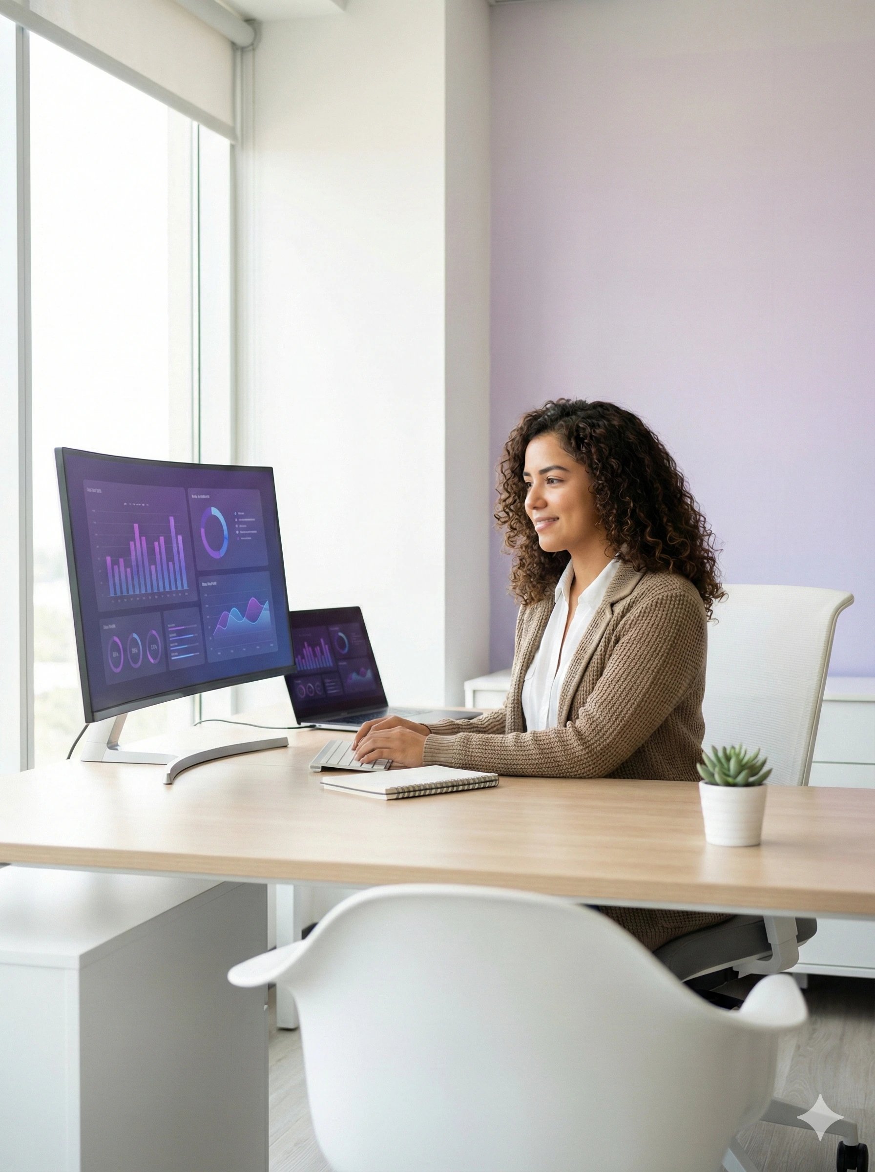 Profesional de Gala HR revisando dashboards digitales