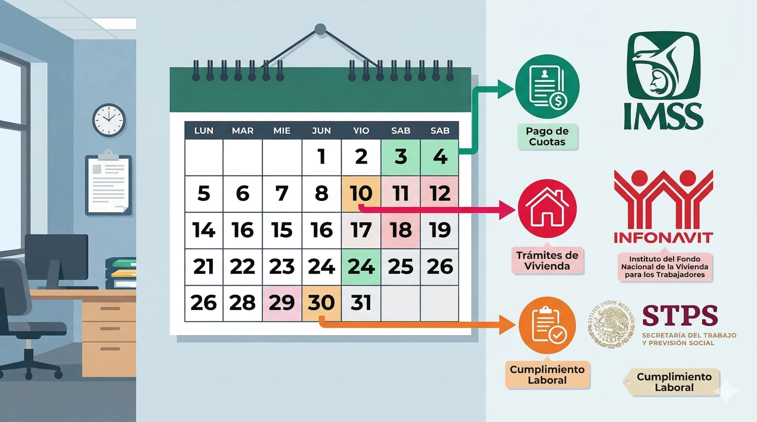 Calendario de obligaciones REPSE cuatrimestrales ICSOE SISUB con fechas IMSS INFONAVIT STPS