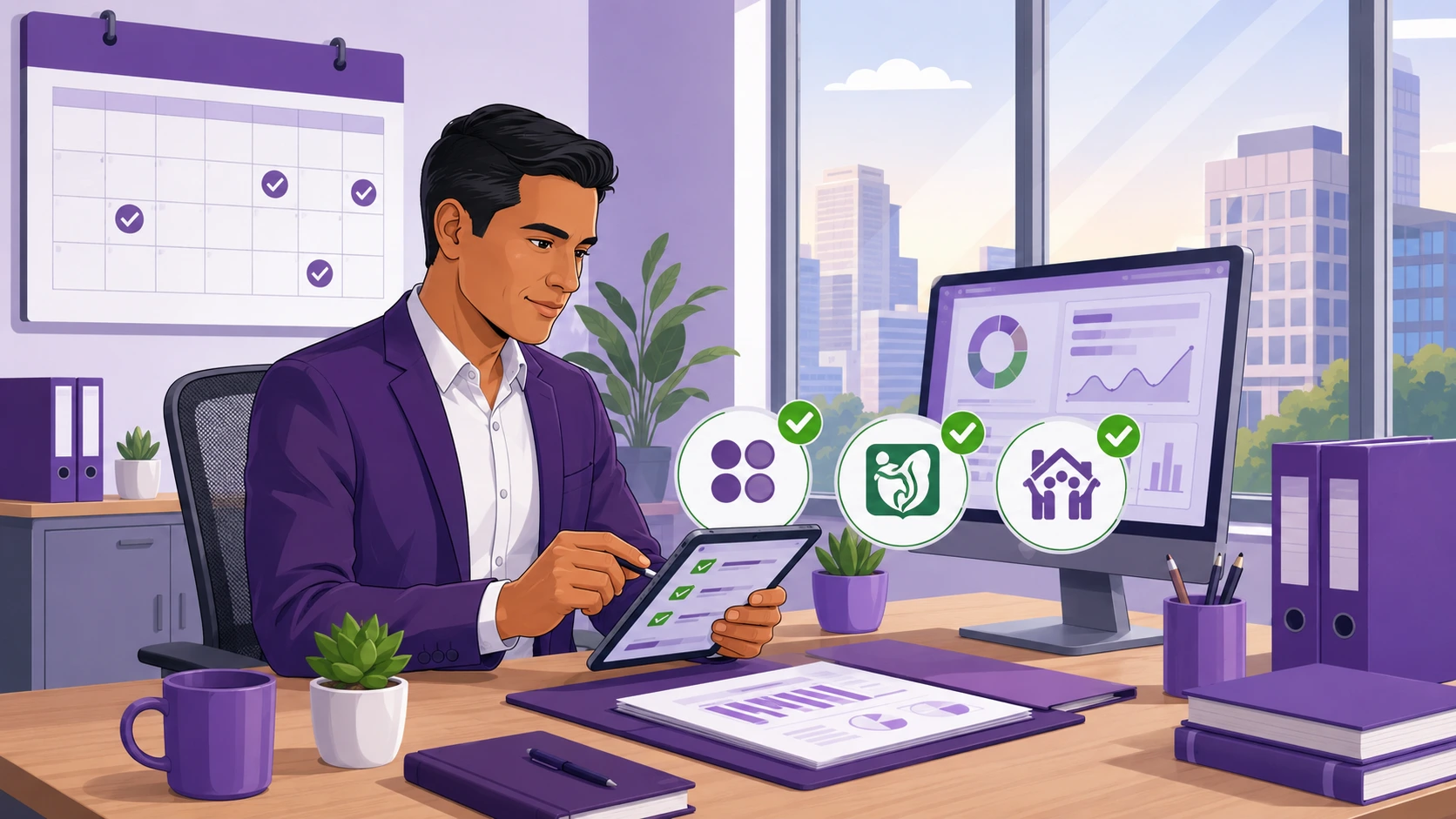 Prestador de servicios revisando checklist de cumplimiento REPSE con estatus positivo SAT IMSS INFONAVIT