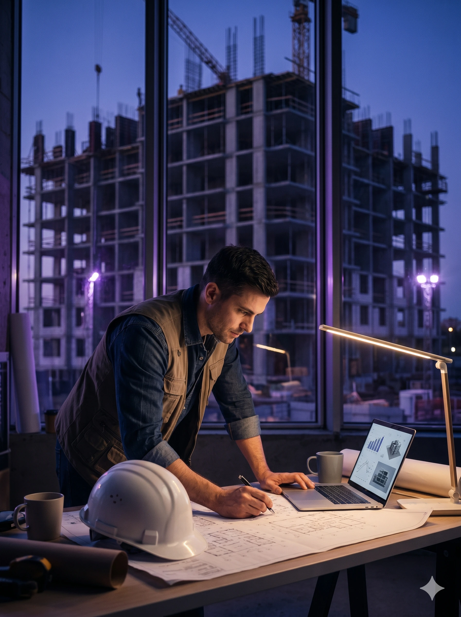 Ingeniero gestionando registro SIROC en obra de construcción