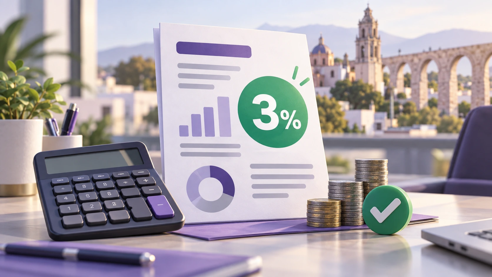 Calculadora con tasa ISN 3% de Querétaro y perfil arquitectónico del estado