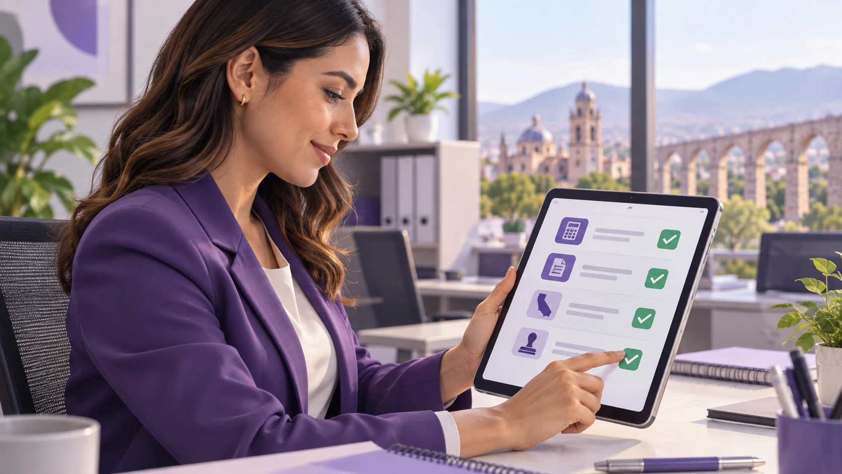 Profesional de RH marcando checklist de servicios de nómina local en Querétaro
